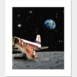 Travel to the Moon collage art Posters and Art